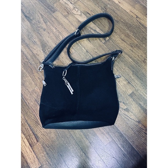 Nino Louise Handbags - Nino Louise Black Suede Leather Purse Crossbody Timeless